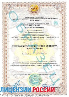 Образец сертификата соответствия аудитора №ST.RU.EXP.00014299-1 Лысьва Сертификат ISO 14001